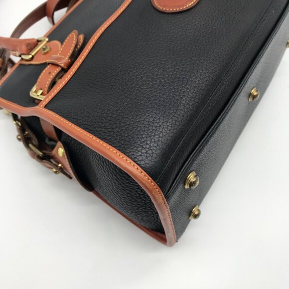 Dooney & Bourke Black & Brown Vintage Buckle Convertible Satchel Bag - Picture 9 of 11